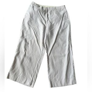 Gap Pants Womens White100% Linen Cropped Wise‎ Leg Ankle PantW Size 14